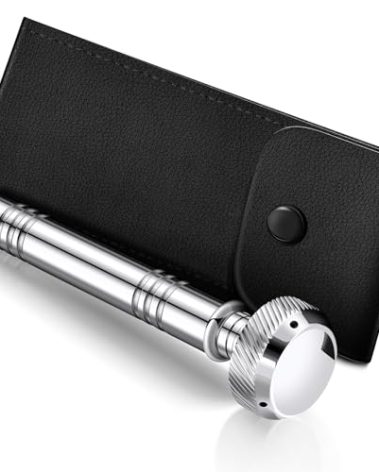 Vesici Christian Pocket Holy Water Sprinkler with Leather Carrying Case Religious Pocket Aspergillum Stainless Steel Holy Water Container Dispenser, 5 Inches(Silver)