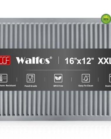 Walfos Large Silicone Trivet 16x12 Inch, Hot Pads for Kitchen, Heat Resistant Pot Holders Trivets for Hot Dishes, Hot Pots and Pans, Quartz Countertops, Gray