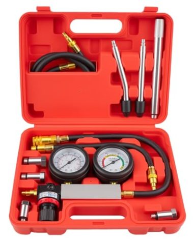 Marvelity Cylinder Leak Down Tester Kit, Automotive Engine Compression Leakage Test Kit with Extension Rod, Multi-Function for Gasoline Engines, Pressure Check & Leakage Rate Test on Cars, Motorcycles