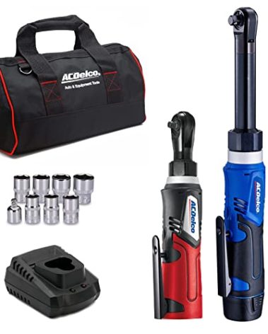 ACDelco ARW1218-K18 G12 Series 12V Li-ion Cordless 3/8” Extended Rachet Wrench & ¼” Ratchet Wrench Combo Tool Kit