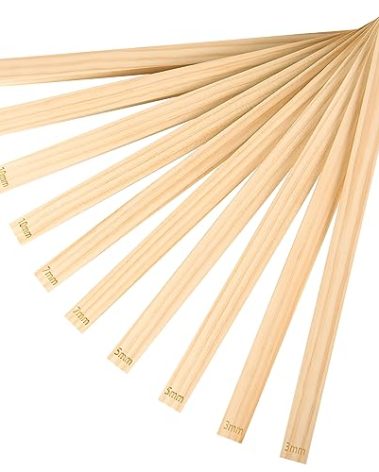 BOXOB 10pcs Pottery Rolling Guide Sticks, 5 Sizes Wooden Clay Tools, Rolling Pin Guides for Pottery, Polymer Clay Thickness Tool