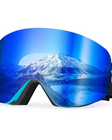 RABIGALA Ski Goggles Snow Snowboarding Goggles Interchangeable Lens Frameless Anti-fog Skiing Goggles (blue)