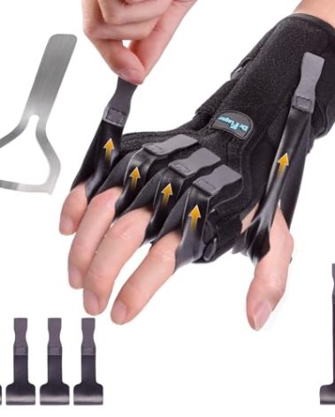 Radial Nerve Palsy Splint Brace for Wrist drop, 5 Fingers Extension, Stroke Patient Recovery, Finger Limp, Crutch Palsy, MCP Arthroplasty, for both Left and Right Hand - Black