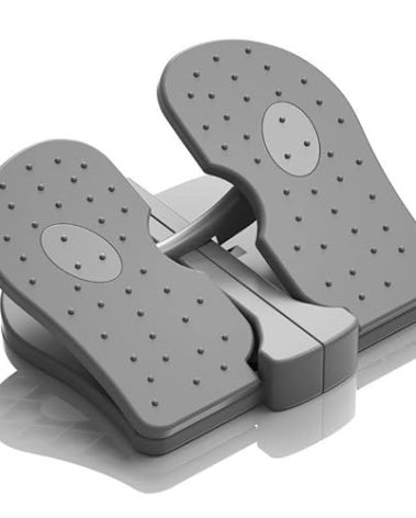 Simple Leg Exerciser While Sitting for Seniors, Foot Pedal Exerciser Under Desk Foot Rest with Massage Help Leg Muscles Release Varicose Veins for Elder at Office Home Gray