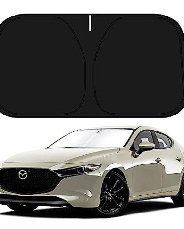 D-Lumina Windshield Sun Shade for 2019-2025 Mazda 3 Accessories Mazda3 Sedan Hatchback, Front Window Sunshade Sun Visor Protector Block UV Rays Heat, Foldable 2 Layers 210T Material