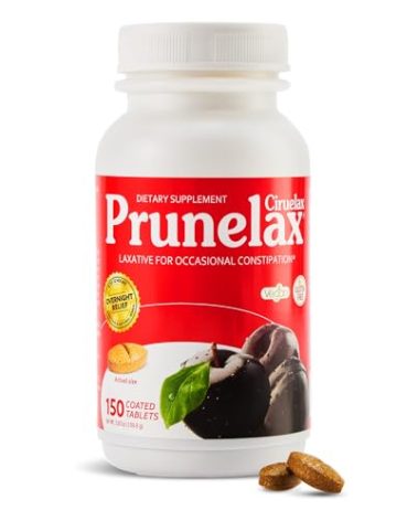 Prunelax Ciruelax Regular Strength Laxative Tablets - Natural-Ingredient Based Laxative for Occasional Constipation, Predictable Overnight Relief with Senna Leaf Extracts, 8-12 Hr Fast-Acting - 150ct