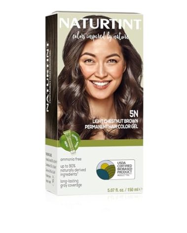 Naturtint 5N Light Chestnut Brown Permanent Hair Color (Pack of 1), Ammonia Free, Vegan, Cruelty Free, up to 100% Gray Coverage, Long Lasting Results (Packaging may vary)