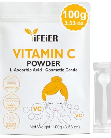 iFEiER Vitamin C Powder for face | 100g(3.53oz) Cosmetic Grade Pure Vitamin C serum powder for Skin | L-Ascorbic Acid VC powder for DIY Serum, Creams | VC for face skin