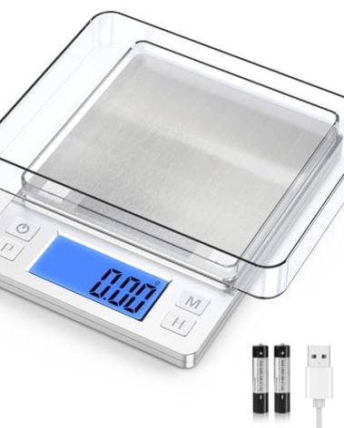 BOMATA 0.01g Small Digital Gram Scale, USB Rechargeable, Upgraded 1kg Jewelry Scale with Larger Display and Hold Function, High Precision, Grams and oz for Herb, Coin, Powder, Gold, Yeast, Kitchen