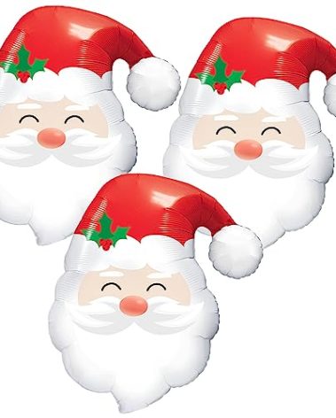 HADCKJA Santa Claus Balloons Christmas Balloon Santa Claus Head Foil Balloons for Christmas Themed Party Birthday Party Supplies Decorations Party Decorations Party Sets-3pcs