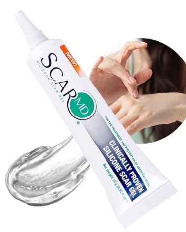 ScarMD Medical Grade Silicone Scar Gel Treatment, Fades Scars from Surgery, C Section, Cuts, Burns and More, Has Naturally Occurring Silicones and Vitamin E, Reduces Discomfort, 15g