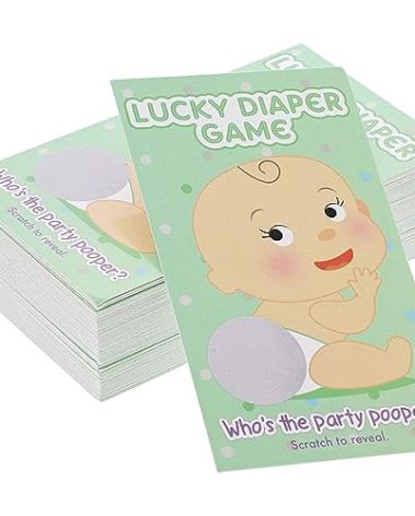 Paper Junkie Scratch Off Baby Shower Game Cards - 60 Pack, Multicolor Paper - Baby Shower Games & Scratch Off Activity