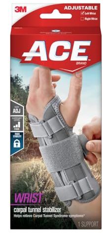 ACE Brand Carpal Tunnel Wrist Stabilizer, Wrist Support for Carpal Tunnel, Adjustable Wrist Brace With Memory Foam Palm, One Size Fits Most