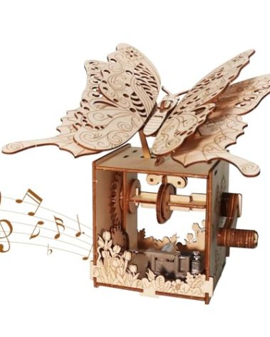3D Puzzles for Adults Hand Butterfly Wooden Mechanical Music Box Model Kit You are My Sunshine Handmade Assembly DIY Crafts Birthdays for Boys Ages 14+