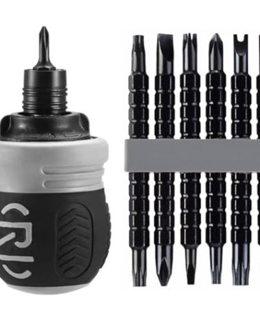 Kinteshun Ratcheting Screwdriver Set,12-in-1 Multi-bit Stubby Screw Driver Set-Adjustable Length,Reversible Dual End,Portable