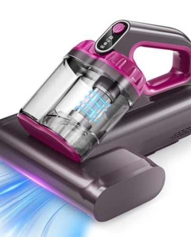 BYHUME Mattress Vacuum Cleaner, 17Kpa 650W Bed Vacuum Cleaner, 273nm UV-C Light & Ultrasonic 145°F Heating, 80000 RPM/Min Brushroll Rotation, Wide Suction Port for Pillows Cribs Sofa, Black Corded