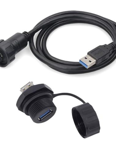 PENGLIN Waterproof USB 3.0 Cable, USB Male to Female Panel Mount Extension Cable, USB3.0 Connector Set(Type A Female,Male Plug with 20 Inches Wire)