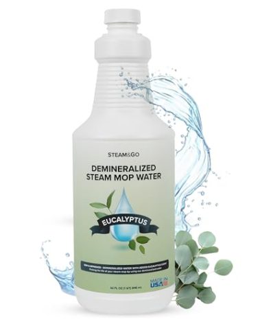 Steam & Go Demineralized Water Cleaning Solution for Floor & Multi-Surface Steam Cleaners - Compatible for All Steam Mops - Eucalyptus Mint Scent, 32 oz