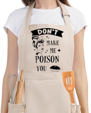 Fairy's Gift Funny Cooking Aprons for Women w/Pockets, Sarcastic Womens Aprons for Kitchen Cooking Humor - Fun Christmas, Birthday, Cute Baking Gifts for Mom Wife Baker Chef Retro Housewife Her