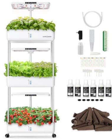 Ahopegarden Indoor Garden Hydroponics Growing System Kit: 66 Pods Plant Herb Garden Germination Kit with LED Grow Light, 30L Large Capacity Kitchen Hydroponics Planter Grower for Vegetable Fruit