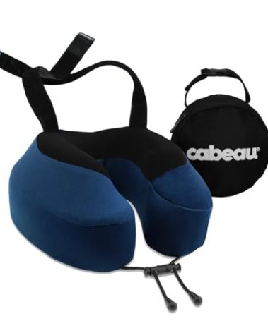 Cabeau Evolution S3 Travel Pillow – Straps to Airplane Seat – Ensures Your Head Won’t Fall Forward – Relax with Plush Memory Foam – Quick-Dry Fabric Keeps You Cool and Dry (Indigo)…