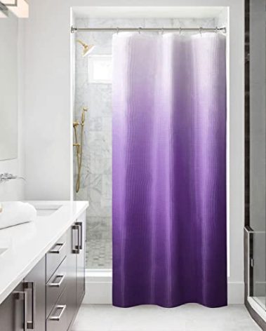 BBiggood Purple Ombre Narrow Shower Curtain for Bathroom, 36 x 72 Small Stall Shower Curtain, 36 Inch Waffle Weave Fabric Shower Curtain Set with Hook, Water Repellent