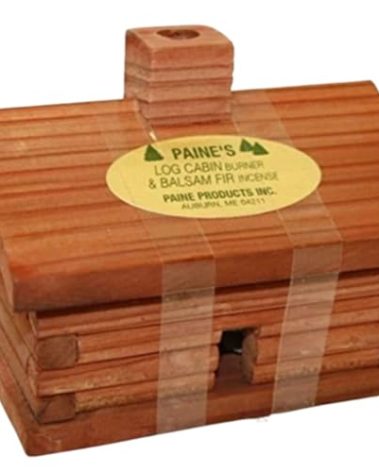 Paine's Log Cabin Burner with 10 Cedar Incense Cones – Incense Holder for Home Aromatherapy – Size 4 x 3 5/8 x 3 1/4