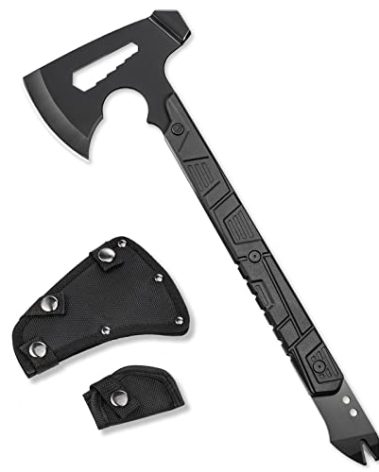 Camping Axe and Survival Hatchet 17.5in Full Tang with 3.7in Stainless Steel Blade,Hammer and ABS Handle for Outdoor Survival Camping Throwing and Everyday Tasks, Black