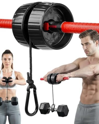 DMoose Fitness Forearm Exerciser - Hand, Wrist and Forearm Strengthener - Durable PVC Anti-Slip Grip Handles and Quick Locking Mechanism - Wrist Roller for Strength Training for Men & Women (Patented)