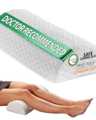 ComfiLife Knee Pillow for Back Sleeping – 100% Memory Foam Bolster Pillow for Legs – Under Knee Pillow for Sleeping on Back – Leg & Hip Pain Relief for Side Sleepers – Half Moon Pillow