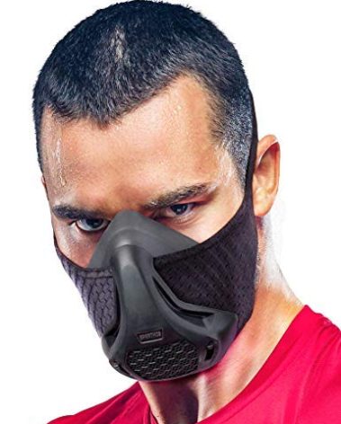 Sparthos Workout Mask High Altitude Mask - Face Mask for Gym Training, Work Out, Running, Cycling, Elevation, Cardio, Fitness - Resistance o2 2 3 - Lung Breathing Exercise Mask Men Women [Black +Case]