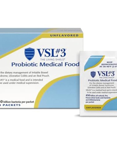 VSL#3® Probiotic Powder for Digestive Health, IBS & UC Symptoms - 450B CFUs, High-Potency, Multi-Strain, Live, Refrigerated Probiotic, Medical Food for Gut Health Support in Men & Women, 30 Pack