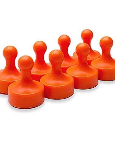 GLASSBOARD STUDIO Powerful Neodymium Magnets, Pawn-Shaped - Strong Fridge/Refrigerator and Whiteboard Magnet, Ideal for Office, Kitchen, Crafts - Rare Earth, Heavy Duty (8, Orange)
