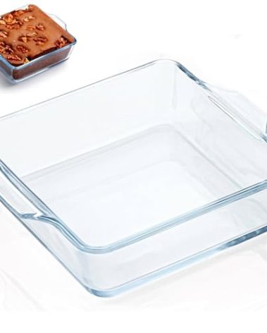Small Casserole Dish, 5 Inch Glass Square Baking Dish Individual Portion Baking Pan for Oven Microwave Air Fryer Square Egg, Clear Prep Bowls with Handle