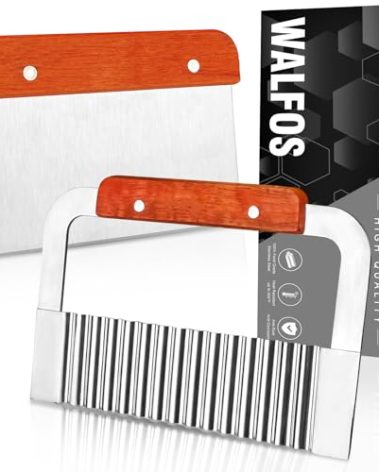 Walfos Stainless Steel Wavy & Straight Soap Mold Loaf Cutters, 2 Packs Soap Cutter for Soap, Garnish, Potato, Vegetable & Cake, Silver