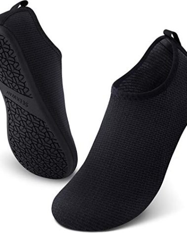 SEEKWAY Water Shoes Quick-Dry Aqua Socks Barefoot Slip-on for Beach Pool Swim River Yoga Lake Surf Women Men Black SK001