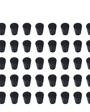 40 Pieces (Same Size) Very Small Solid Rubber Stoppers - Size #000-13mm (0.51in) x 8mm (0.31in) - 17mm (0.66in) Long - Black Lab Plug