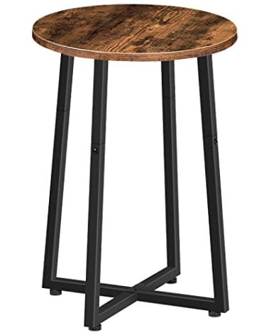 HOOBRO Side Table, Round End Accent Table with Sturdy Metal Pedestal, 15.7" Round Nightstand, for Living Room, Bedroom, Balcony, Office, Rustic Brown BF95BZ01
