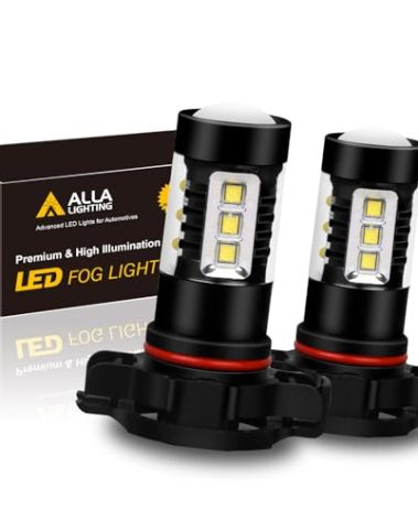 Alla Lighting Premium 80W 2504 PSX24W LED Fog Lights Bulbs 12276 Upgrade, 6000K Xenon White PG20/7 Base Extremely Super Bright 12V Lamps Replacement