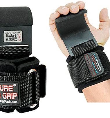 Weight Lifting Metal Hooks Heavy Duty PRO Lifting Wrist Straps Deadlift Straps Power Lifting Grips Gym Gloves Men & Women (Flat Black 2 Hooks, MEN-Wrist Size Large)