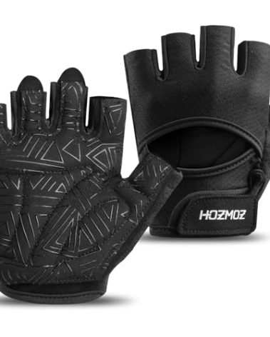 HOZMOZ Ventilated Weight Lifting Gloves, Thick Padded Workout Gym Gloves with Full Palm Protection & Grip & Shock Absorption for Women & Men's Fitness Exercise Training