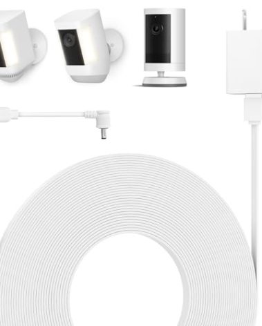 Power Adapter for Spotlight Cam Plus/Pro (Battery) and Spotlight Cam (Battery), with 25Ft/7.5m Weatherproof Outdoor Cable to Continuously Charge Your Home Security Camera