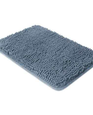 Yeaban Small Bathroom Rugs 12"x18" – Thick Chenille Bath Mats | Absorbent and Washable Bath Rug Non-Slip, Plush Rugs for Bathroom, Shower(Blue)