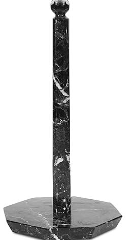 Marble Paper Towel Holder 12.5 Inch Handmade Black Countertop Stand for Kitchen & Bathroom, Elegant Stone Design, Paper Towels Organizer, Kitchen Décor Accessory