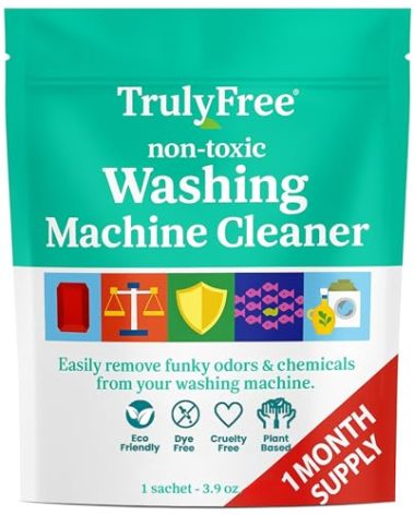 Truly Free Laundry Washing Machine Cleaner and Deodorizer | Top Load & Front Load Washer Cleaner for Grime, Mold, Odor Remover | Safe for HE Washing Machines & Septic Tanks, Non Toxic, Natural, Clean