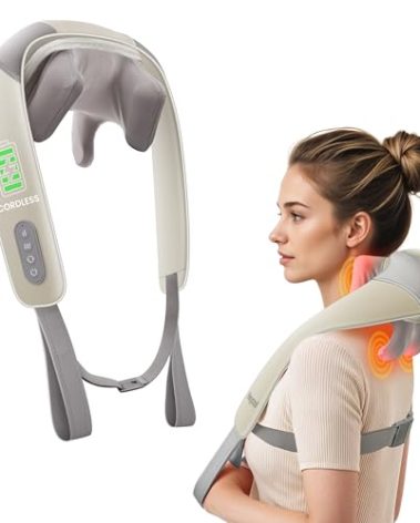 Heycool Cordless Neck Massager with Heat, FSA Eligible HSA 4D Deep Kneading Neck Shoulder Massager for Pain, Wireless Shiatsu Back Massager Pillow, Gifts for Men, Women Rechargeable