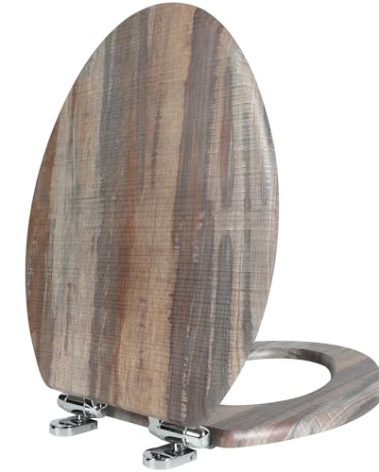 Angol Shiold Elongated Toilet Seat Molded Wood Toilet Seat with Quietly Close and Quick Release Hinges, Easy to Install also Easy to Clean (Elongated, Board)