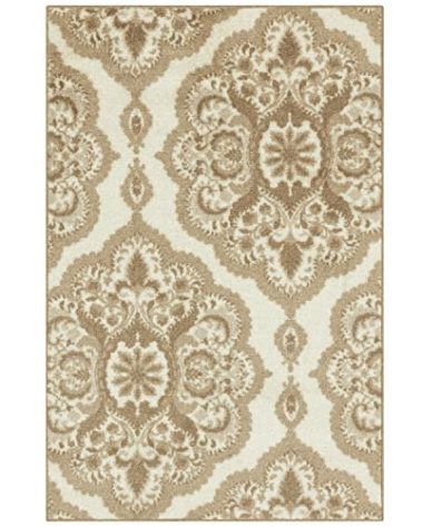 Maples Rugs Vivian Medallion Area Rugs - Made in USA - Washable, Non Slip, Pet-Friendly Mat for Bedroom, Office, and Entryway, 3'4 x 5'', Neutral