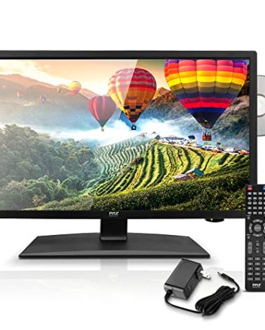 Pyle 18.5 Inch 1080p LED RV Television - Slim Flat Screen Monitor FHD Small TV w/HDMI, RCA, Multimedia Disk/DVD Combo, 12/24 Volt Car Adapter, Wall Mount, Works w/Mac PC, Includes Remote Control