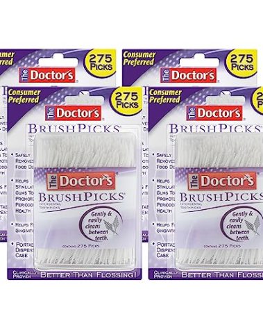 The Doctor's BrushPicks, Interdental Brushes & Dental Picks, Gently Remove Food Debris from Braces & Dental Work, 275 Count, Pack of 4